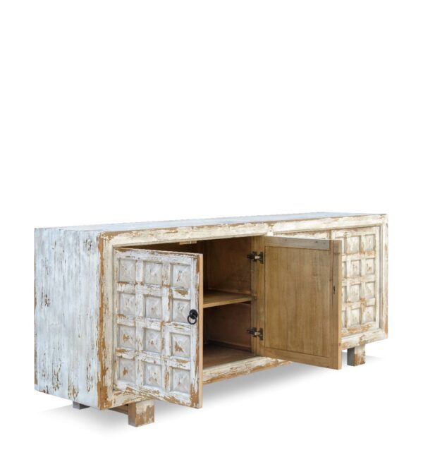 Bufet cordoba 4 puertas blanqueado 206*45*87