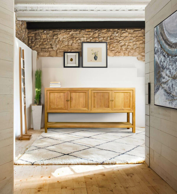 Bufet merida teka 4 puertas 1 estante 180*40*90