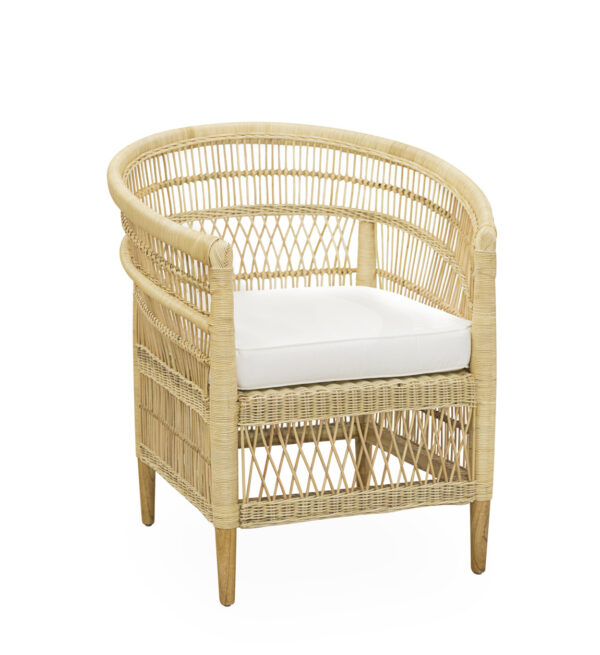 Sillón rattan natural con cojín 68*62*84