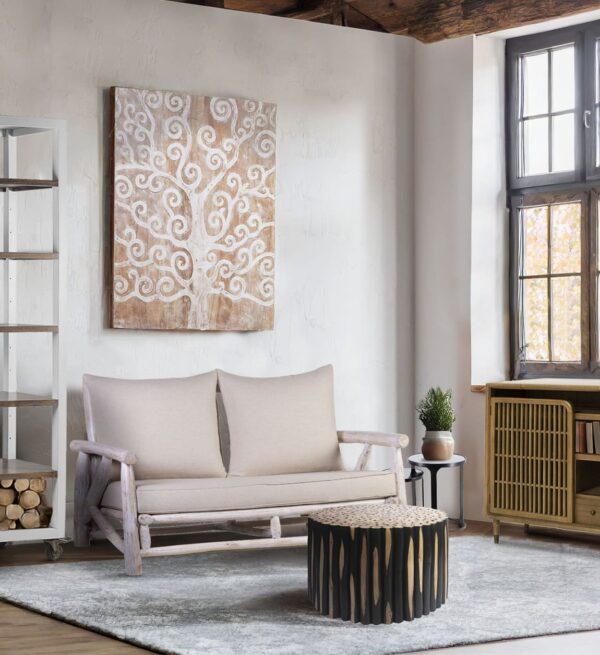 Decoración pared árbol tallado blanco 90*3*120