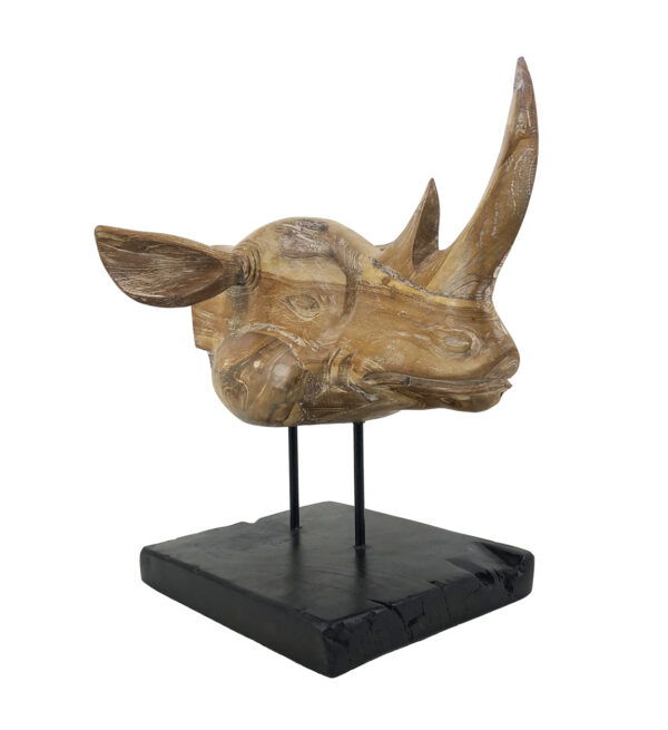 Cabeza rinoceronte teka blanqueada 40*40*45
