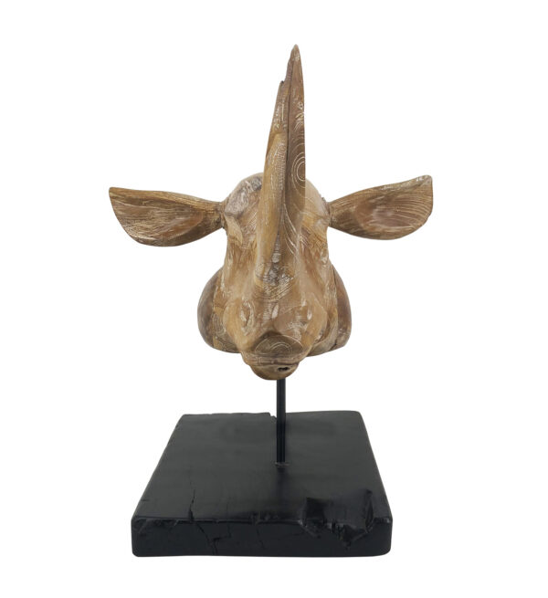 Cabeza rinoceronte teka blanqueada 40*40*45