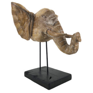 Cabeza elefante teka blanqueada 50*45*55 Cabeza elefante teka blanqueada 50*45*55