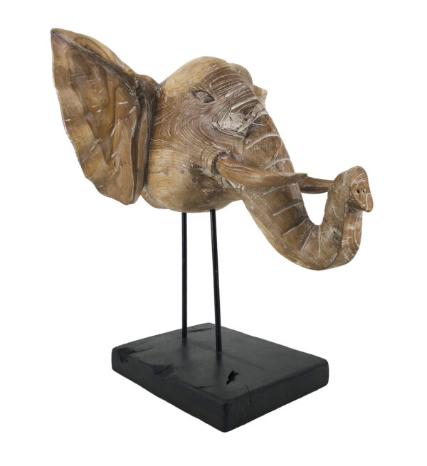 Cabeza elefante teka blanqueada 50*45*55