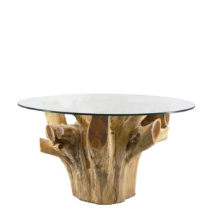 Mesa centro raiz teka blanqueada con cristal 80*80*45 Mesa centro raiz teka blanqueada con cristal 80*80*45