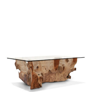 Mesa centro raiz teka blanqueada con cristal 120*75*45 Mesa centro raiz teka blanqueada con cristal 120*75*45