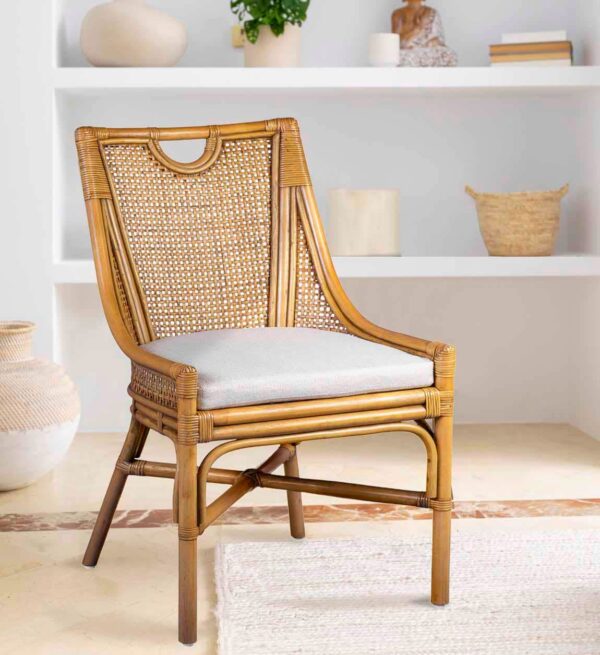 Silla bistro rattan con cojín 56*62*90