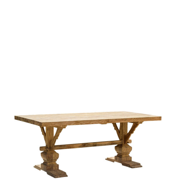 Mesa teka dos patas torneadas 250*100*78