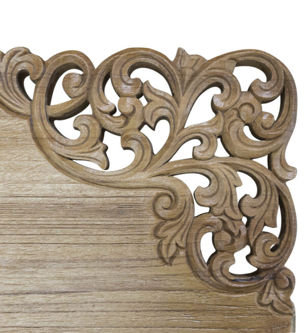 Mesa teka esquina tallada 120*60*40