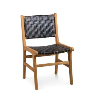 Silla teka natural piel negra 51*56*88