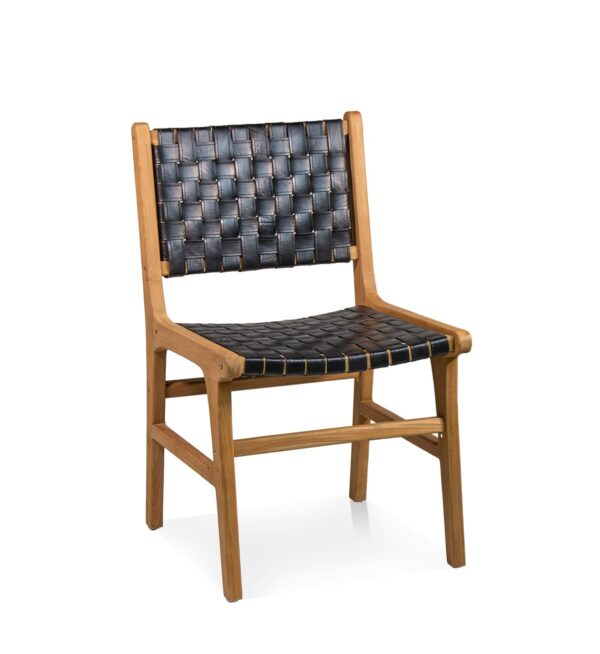 Silla teka natural piel negra 51*56*88