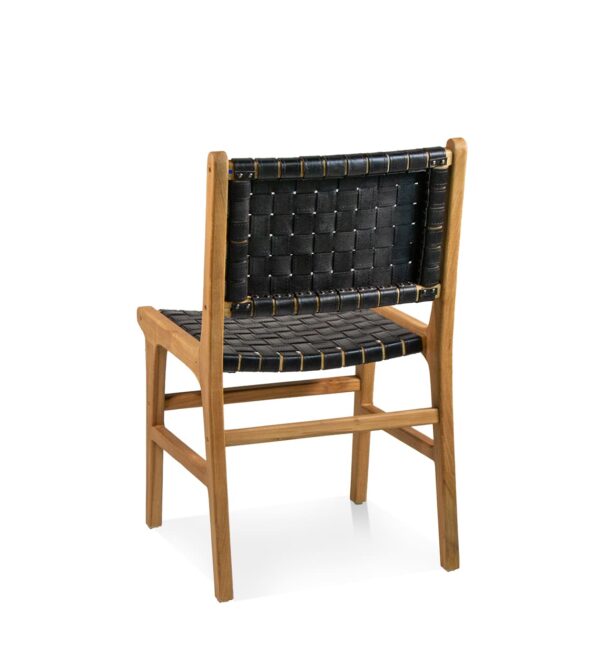 Silla teka natural piel negra 51*56*88