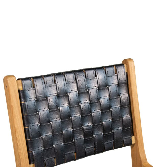 Silla teka natural piel negra 51*56*88