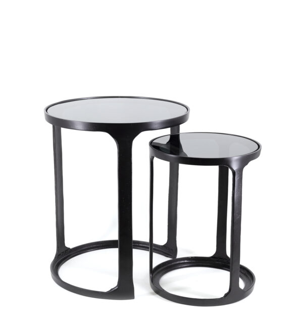 Mesa auxiliar antique cristal negro s/2 40*40*48 / 30*30*40