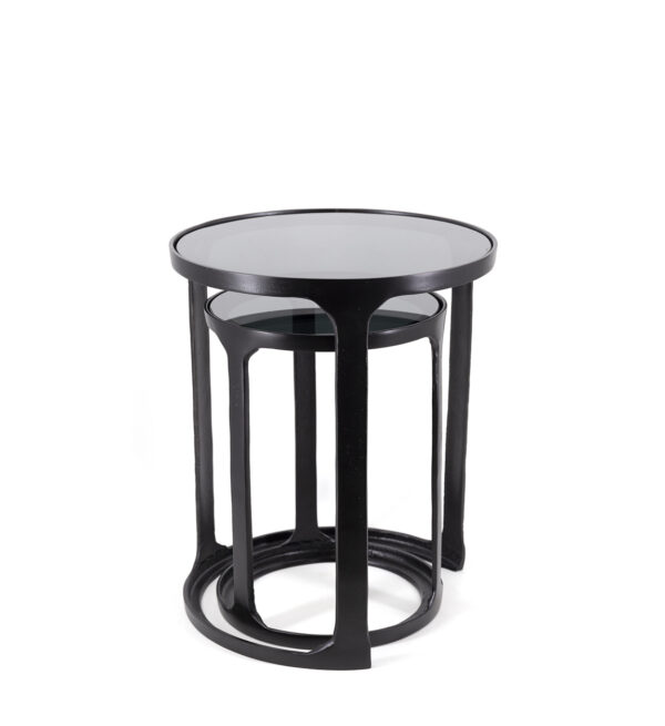 Mesa auxiliar antique cristal negro s/2 40*40*48 / 30*30*40