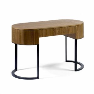 Consola madera roble efecto alistonada metal negro Consola madera roble efecto alistonada metal negro