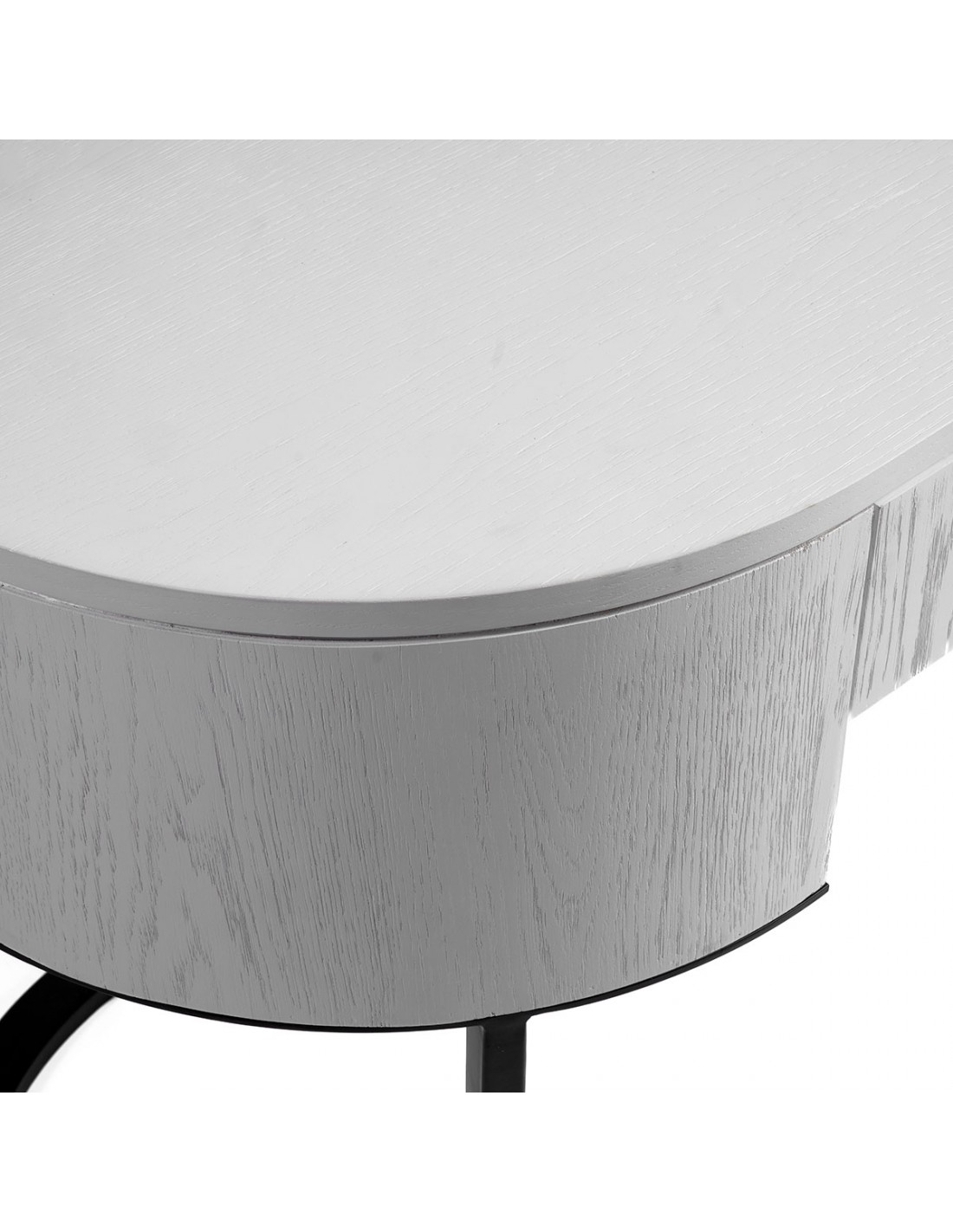 Consola ovalada blanco y metal negro Consola ovalada blanco y metal negro