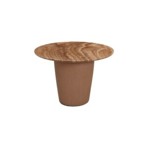 Mesa de centro redonda de microcemento y mármol anaranjado. Mesa de centro redonda de microcemento y mármol anaranjado.