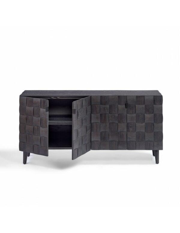 Aparador roble black brown puertas mosaico en relieve