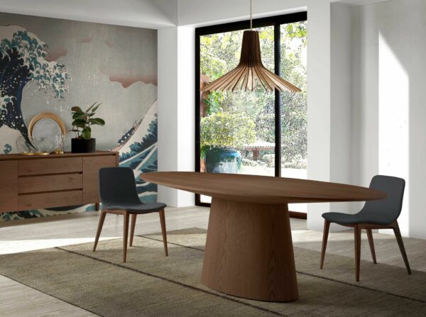 Mesa comedor ovalada nogal