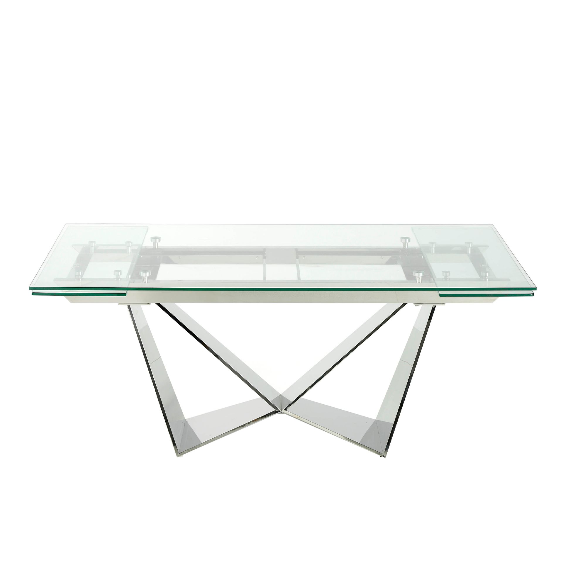 Mesa comedor extensible rectangular cristal templado y acero cromado Mesa comedor extensible rectangular cristal templado y acero cromado
