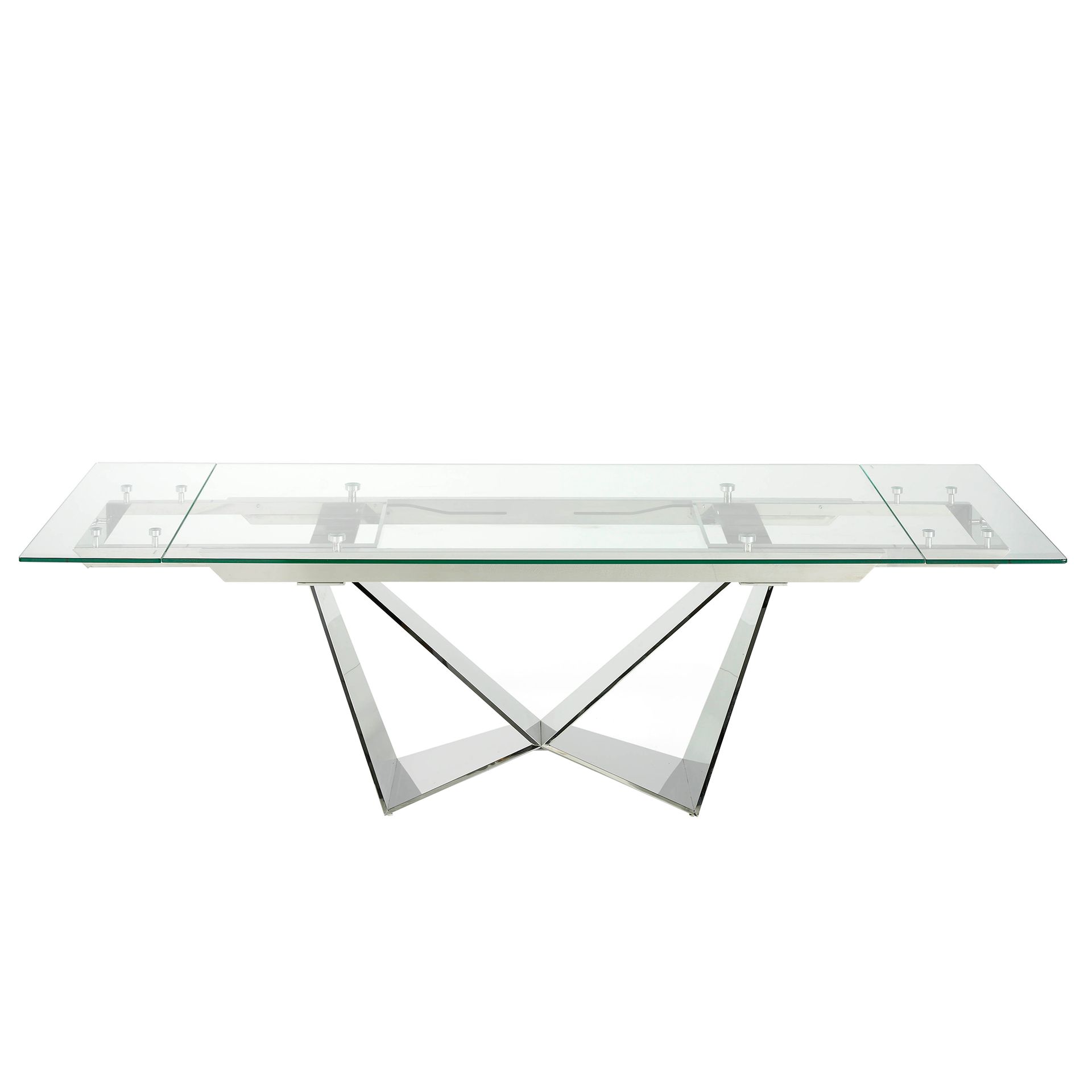 Mesa comedor extensible rectangular cristal templado y acero cromado Mesa comedor extensible rectangular cristal templado y acero cromado