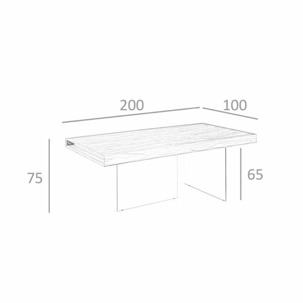 Mesa comedor rectangular nogal y cristal templado