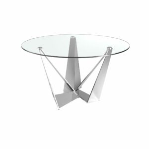 Mesa comedor redonda cristal templado y acero cromado Mesa comedor redonda cristal templado y acero cromado