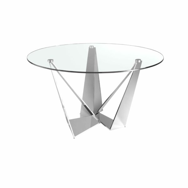 Mesa comedor redonda cristal templado y acero cromado