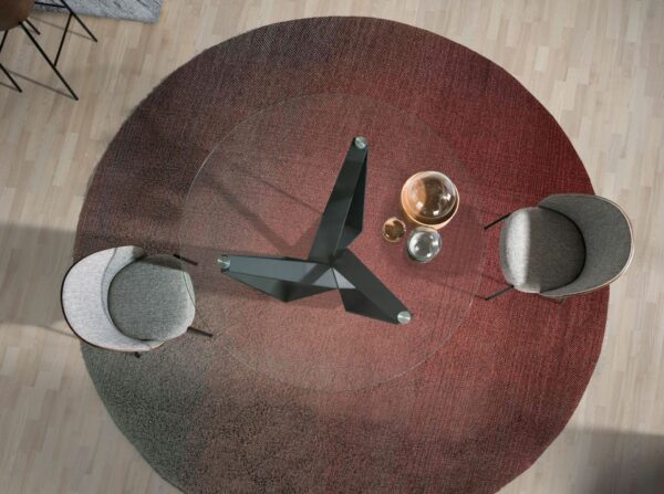 Mesa comedor redonda cristal templado y acero negro