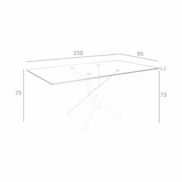 Mesa comedor rectangular cristal templado y acero cromado