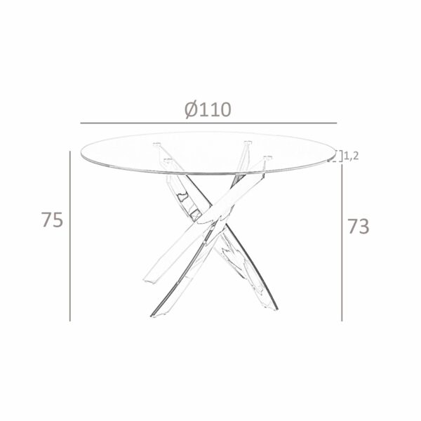 Mesa comedor redonda cristal templado y acero cromado