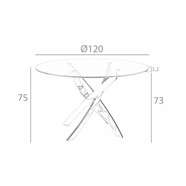 Mesa comedor redonda cristal templado y acero cromado