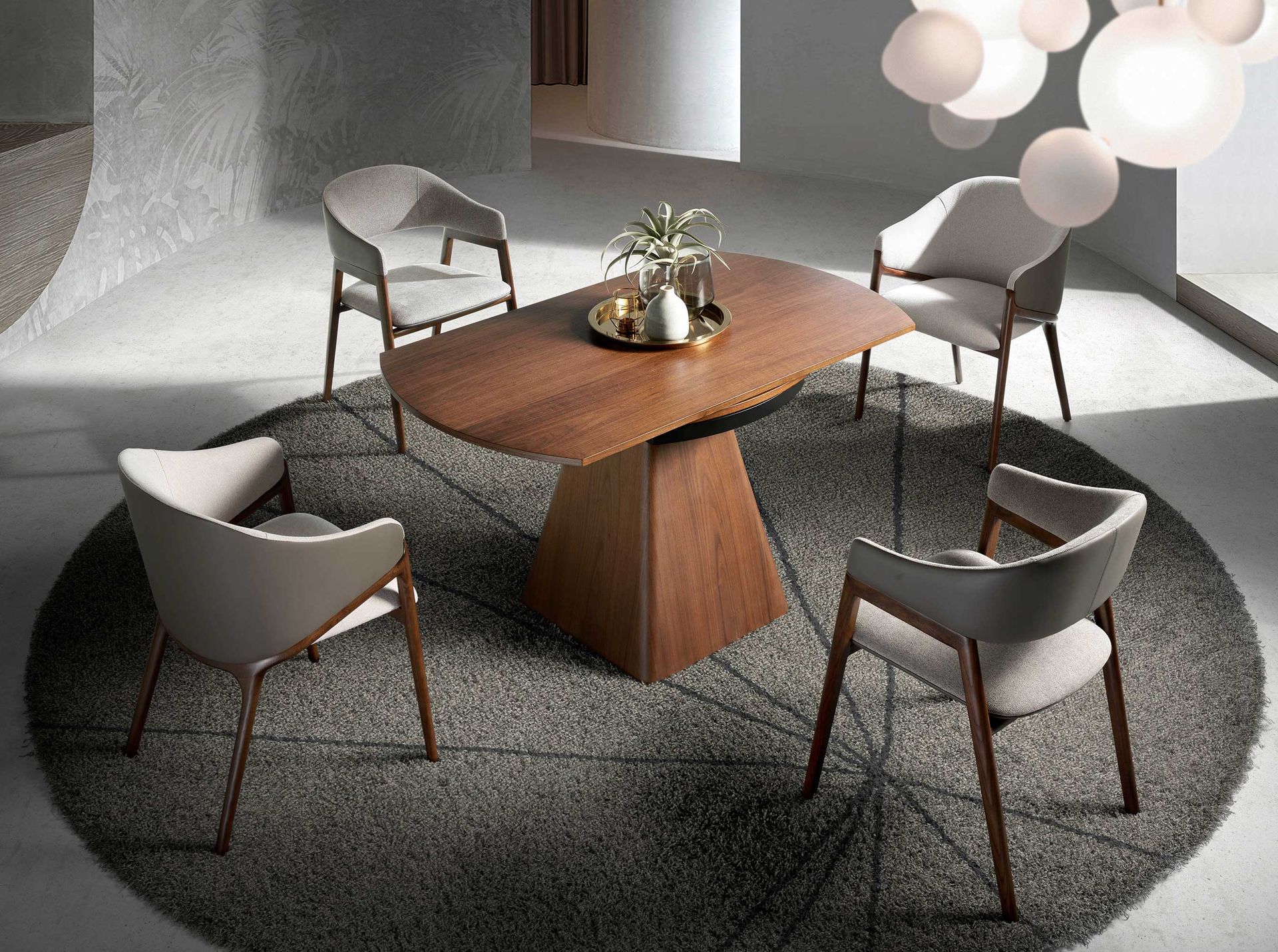 Mesa comedor extensible redonda nogal Mesa comedor extensible redonda nogal