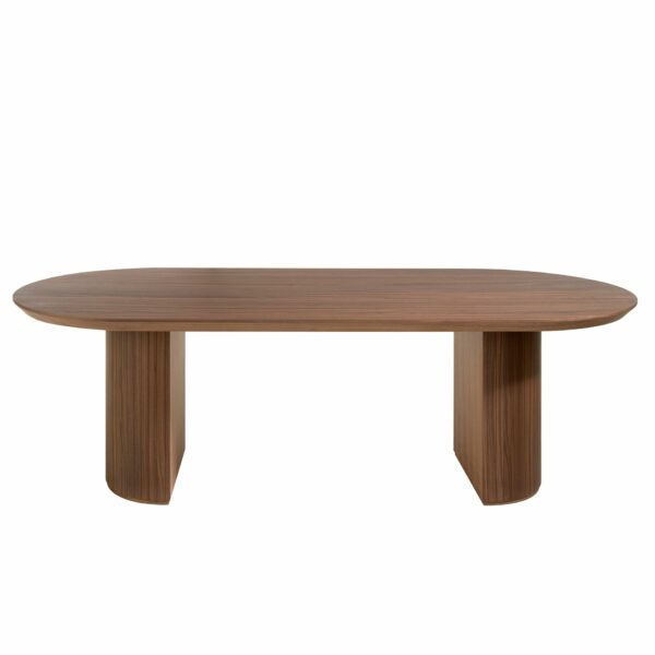 Mesa comedor ovalada medio punto nogal