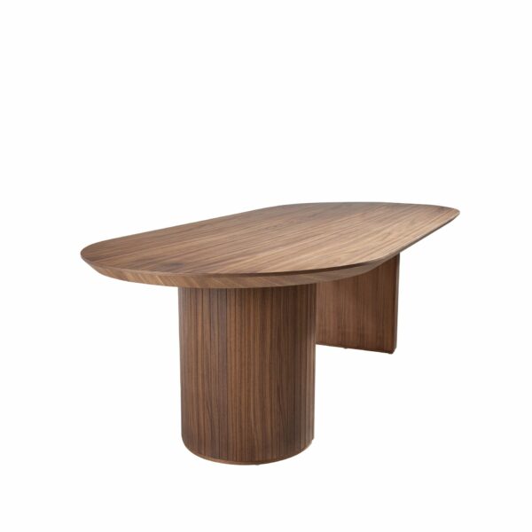 Mesa comedor ovalada medio punto nogal