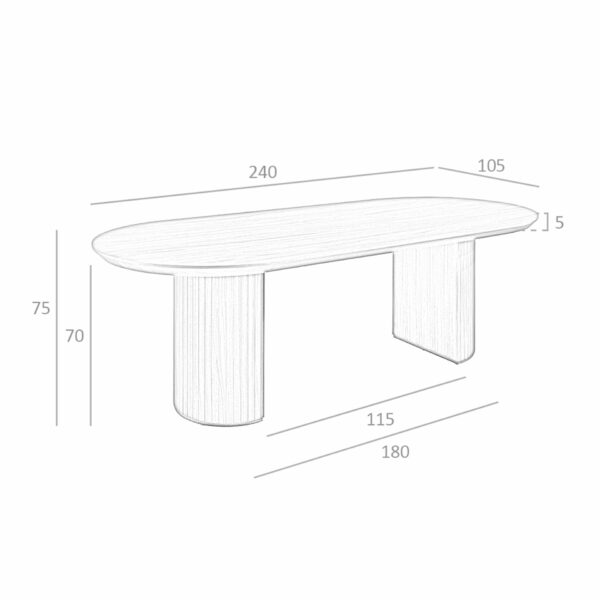 Mesa comedor ovalada medio punto nogal