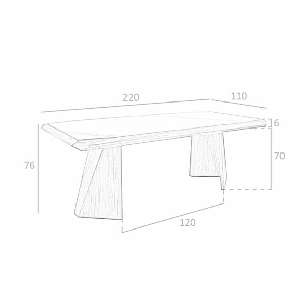 Mesa comedor rectangular mármol porcelánico y nogal