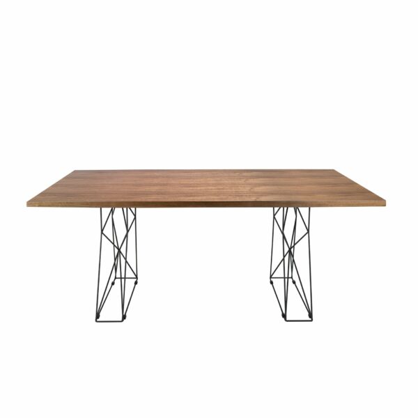 Mesa comedor rectangular nogal y acero negro