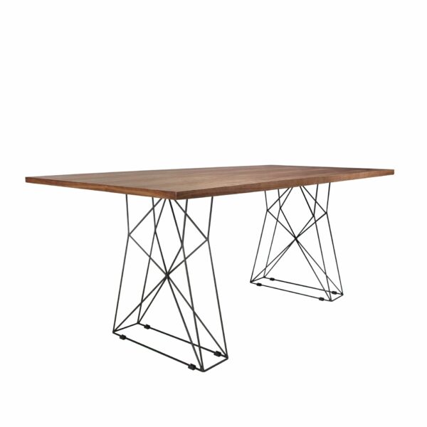 Mesa comedor rectangular nogal y acero negro