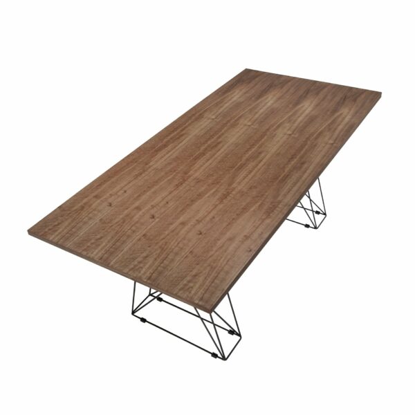Mesa comedor rectangular nogal y acero negro