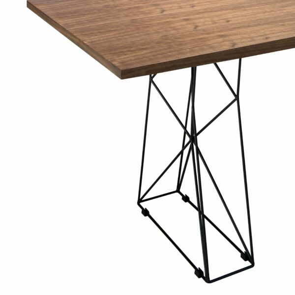 Mesa comedor rectangular nogal y acero negro