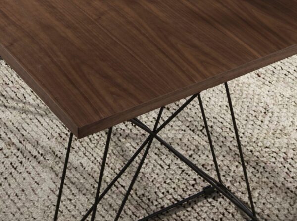 Mesa comedor rectangular nogal y acero negro