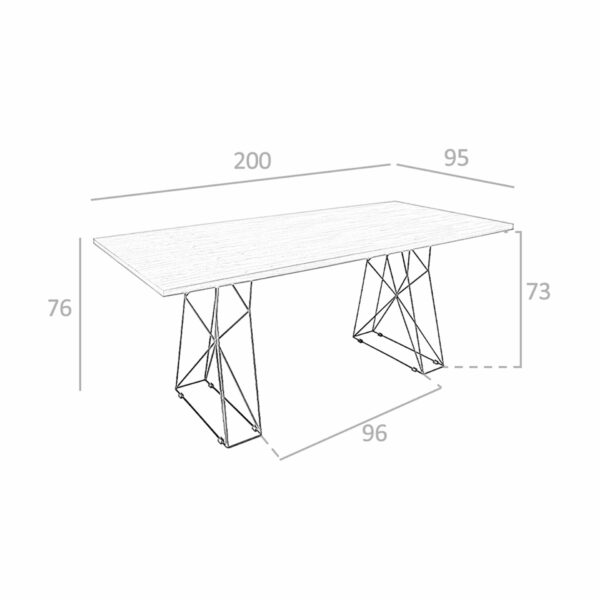 Mesa comedor rectangular nogal y acero negro