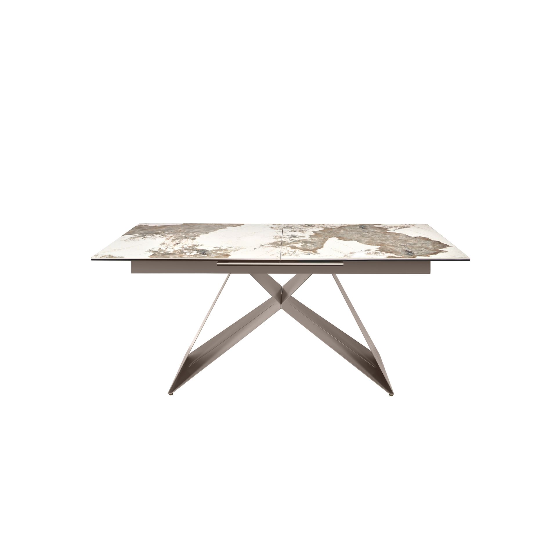 Mesa comedor extensible rectangular mármol porcelánico y acero gris taupé Mesa comedor extensible rectangular mármol porcelánico y acero gris taupé