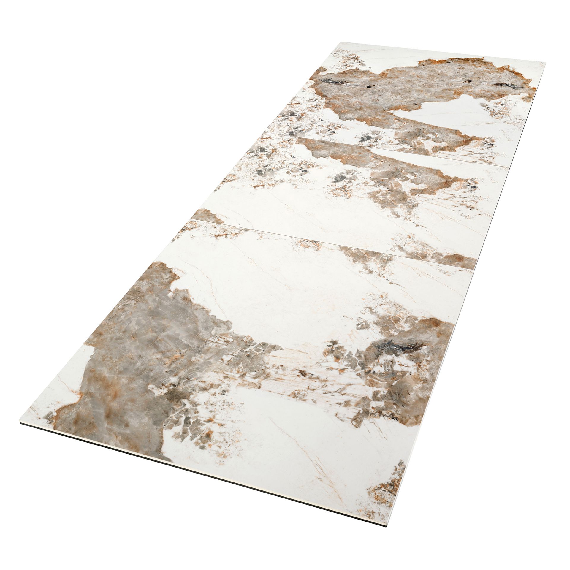 Mesa comedor extensible rectangular mármol porcelánico y acero gris taupé Mesa comedor extensible rectangular mármol porcelánico y acero gris taupé