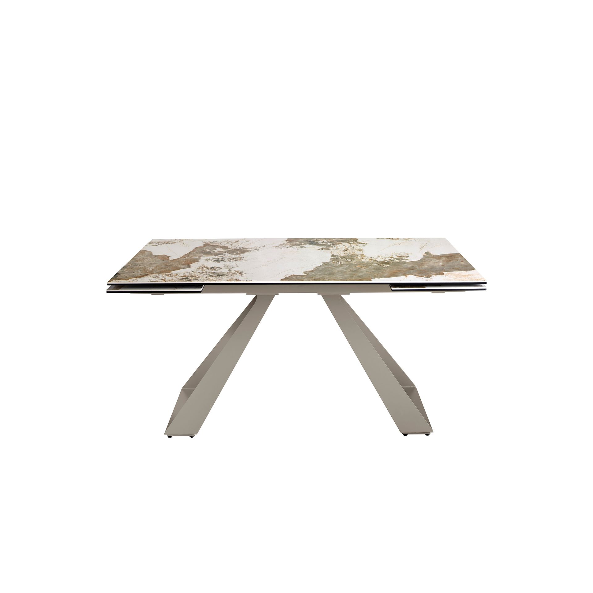 Mesa comedor extensible rectangular mármol porcelánico y acero gris taupé Mesa comedor extensible rectangular mármol porcelánico y acero gris taupé
