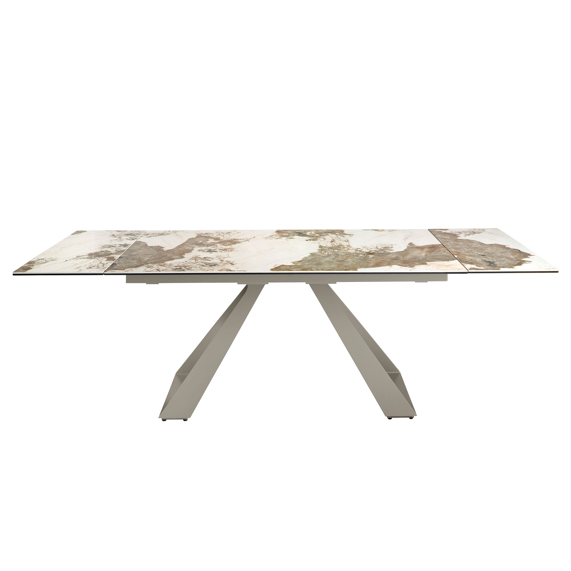 Mesa comedor extensible rectangular mármol porcelánico y acero gris taupé Mesa comedor extensible rectangular mármol porcelánico y acero gris taupé