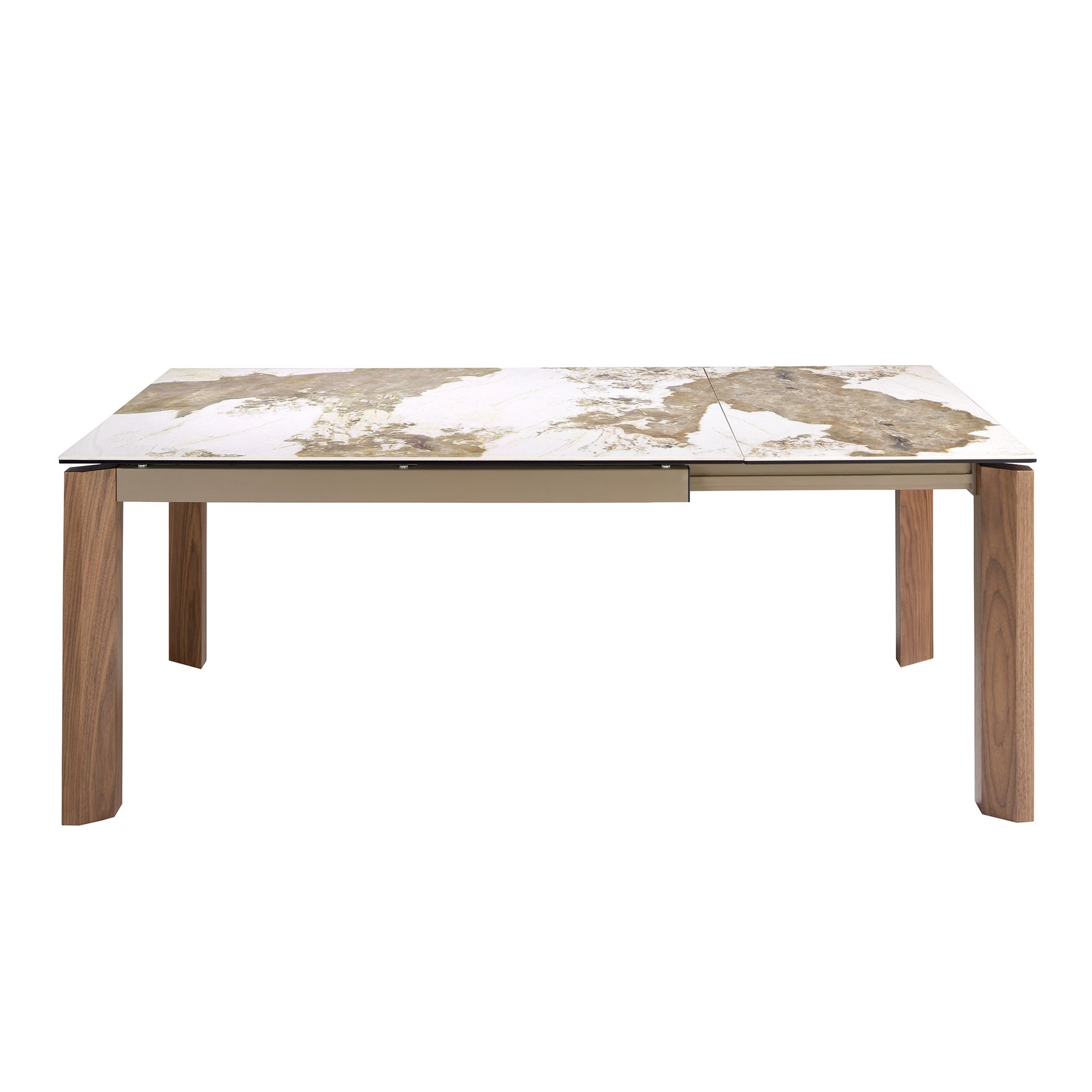 Mesa comedor extensible rectangular mármol porcelánico y nogal Mesa comedor extensible rectangular mármol porcelánico y nogal