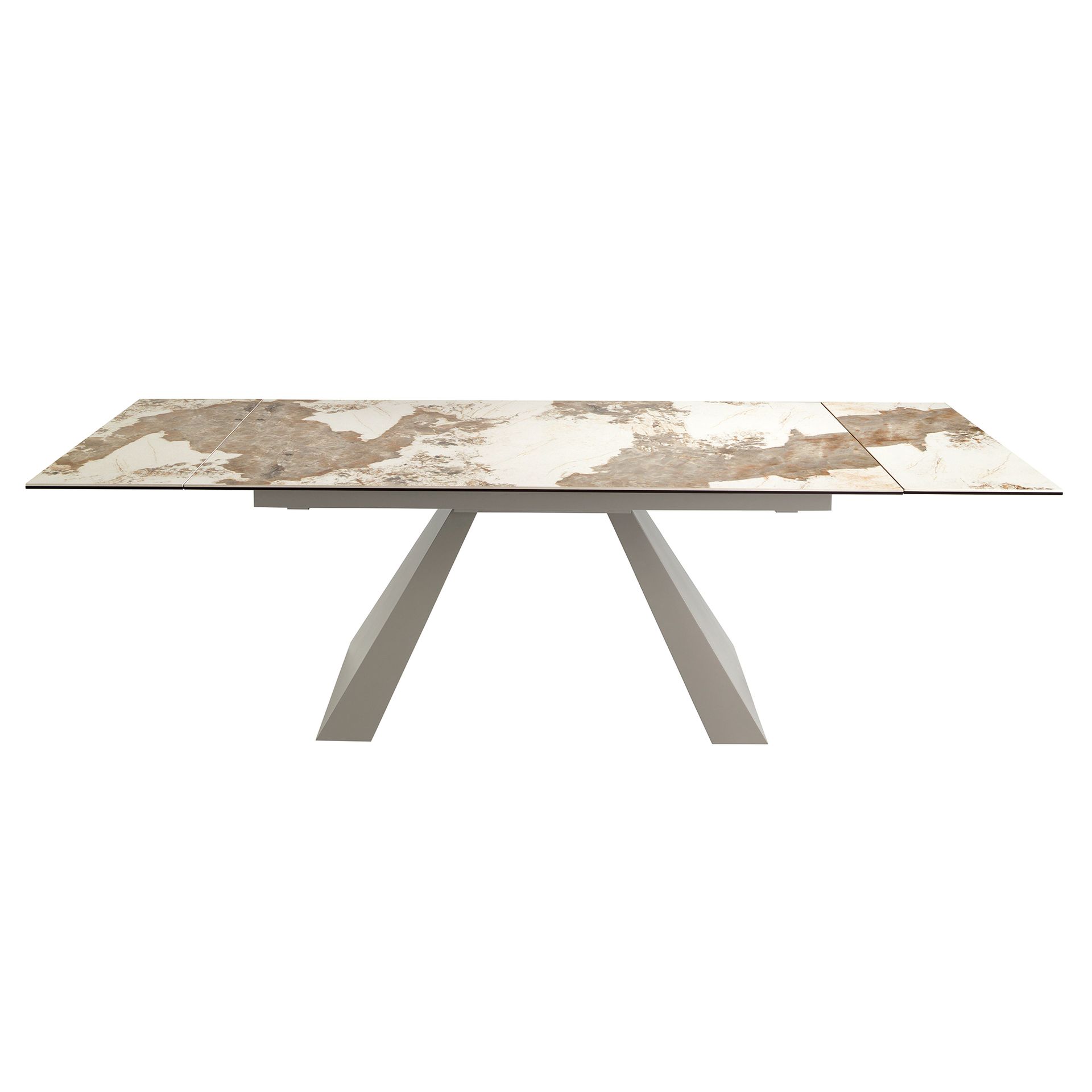 Mesa comedor extensible rectangular mármol porcelánico y acero gris taupé Mesa comedor extensible rectangular mármol porcelánico y acero gris taupé
